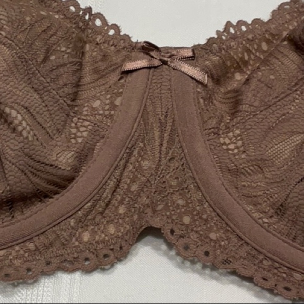 Cacique Taupe Lace Underwire Bra Unlined Balconette - Picture 2 of 4